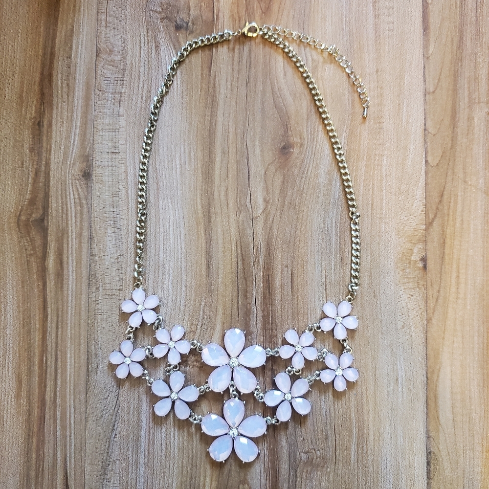 Gold & Pink Floral Necklace